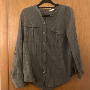 Olive Green/ Grey Button Down
